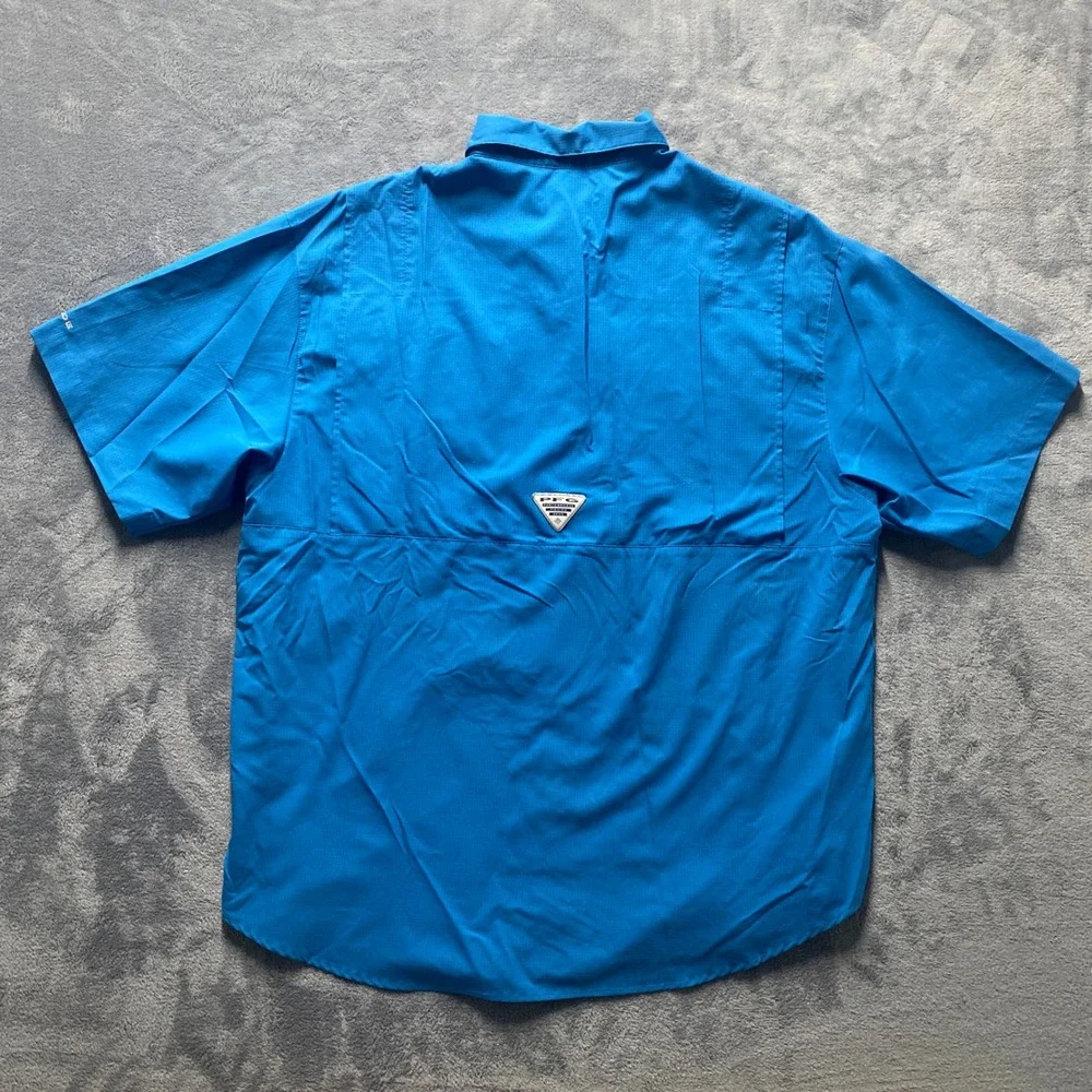 Columbia PFG Tamiami II Shirt Mens XL Blue Short Sleeve Fishing Made in 2013